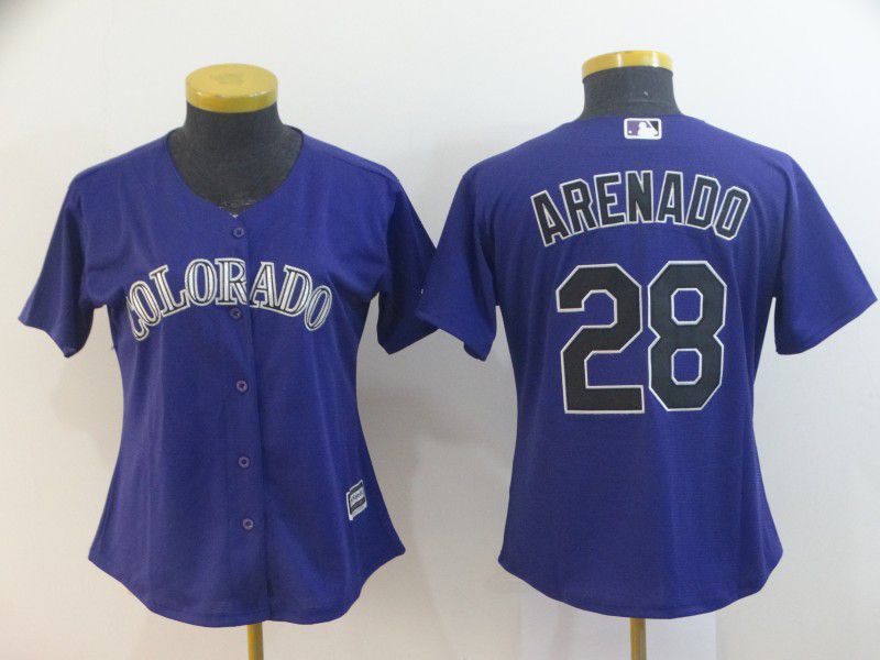 Women Colorado Rockies #28 Arenado Purple MLB Jersey->women mlb jersey->Women Jersey